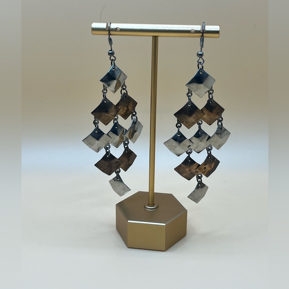 Elegant Silver and Brown Dangle Earrings